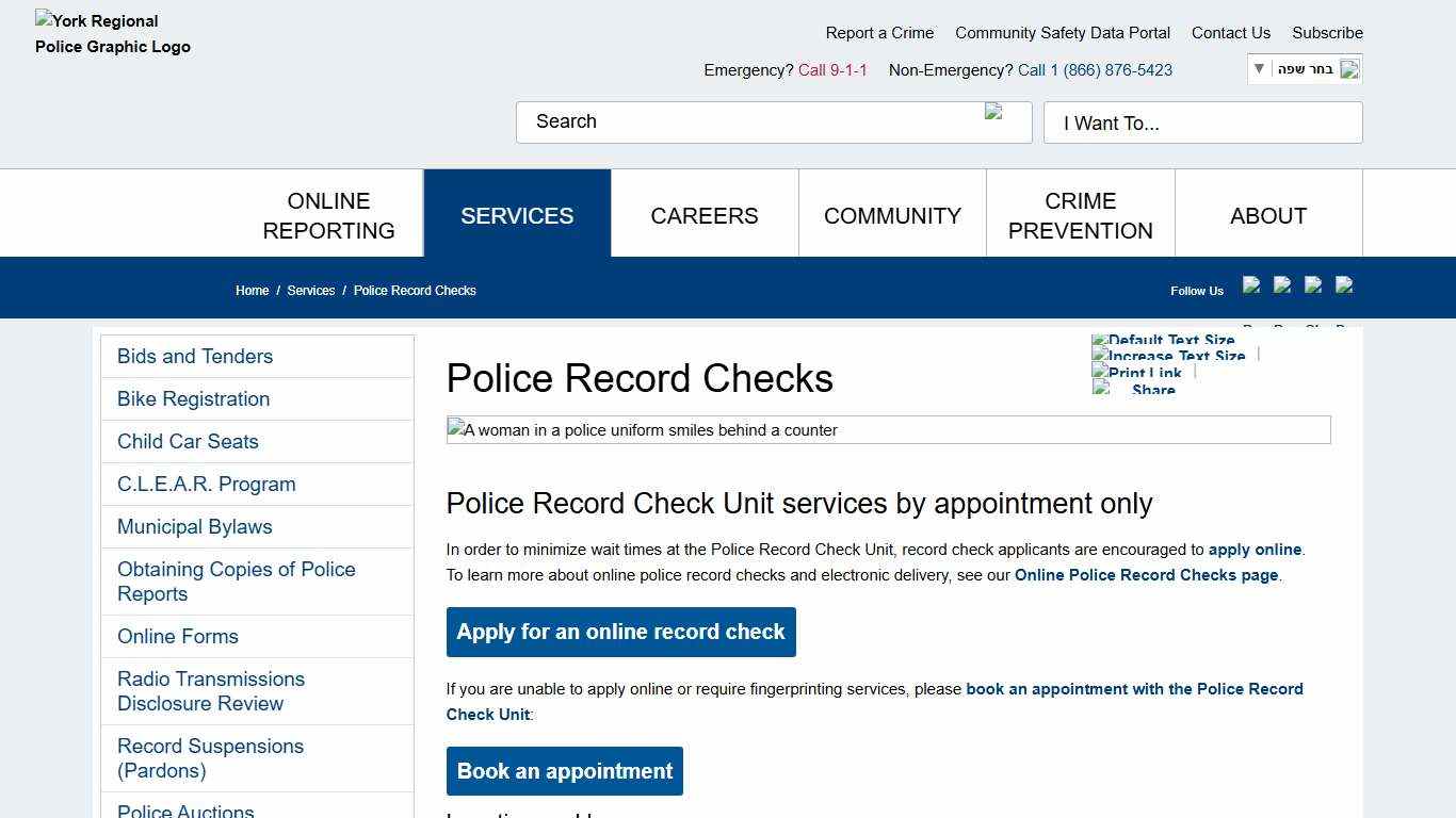 Police Record Checks - York Regional Police